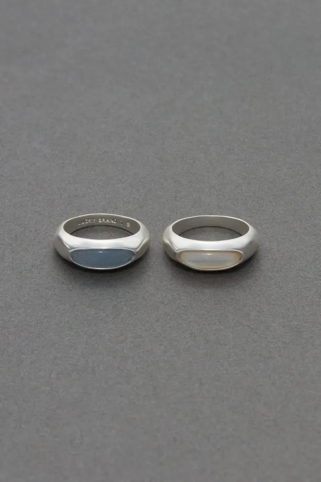 Women Lucky Brand Jewelry Stone Ring Set Silver