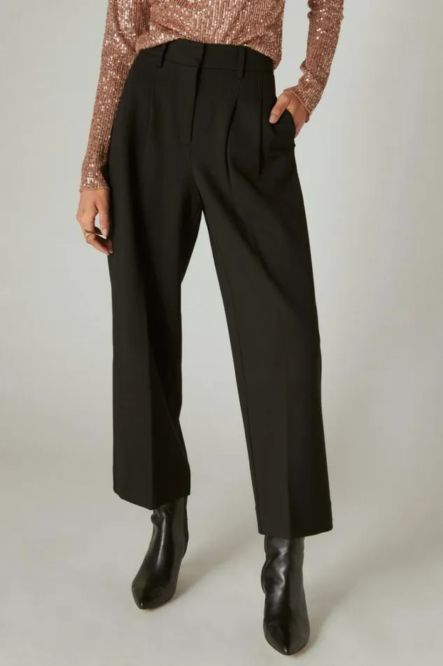 Women Lucky Brand Pants Cropped Ponte Pant Deep Black