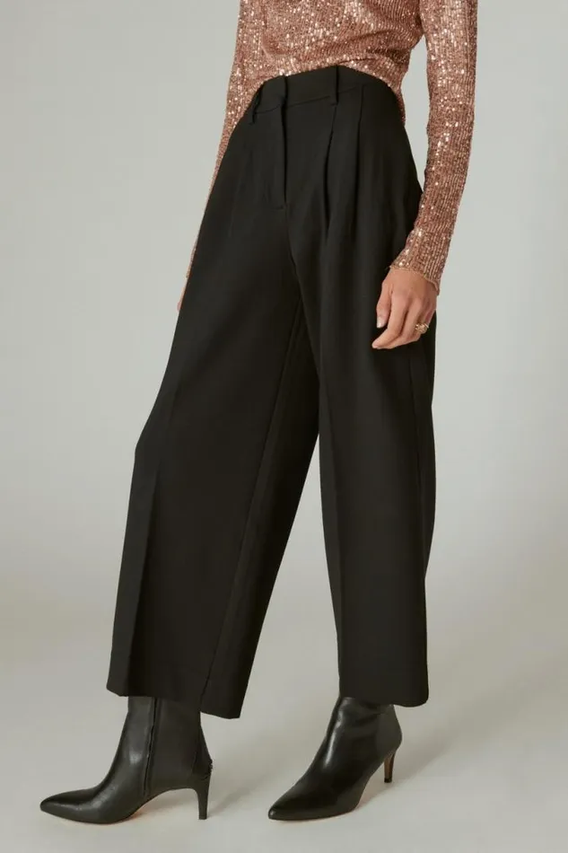 Women Lucky Brand Pants Cropped Ponte Pant Deep Black