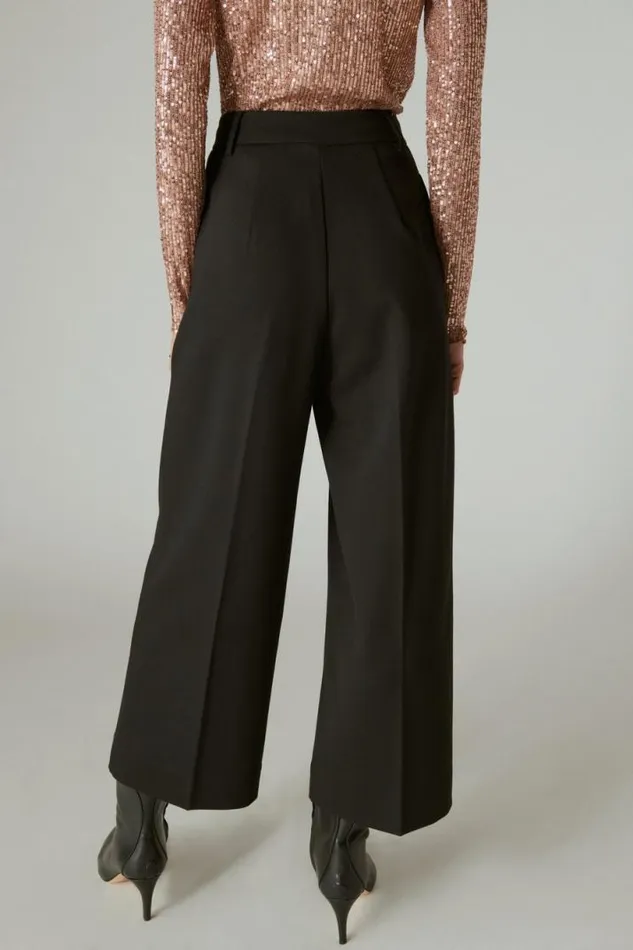 Women Lucky Brand Pants Cropped Ponte Pant Deep Black
