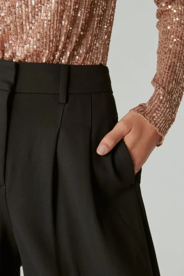 Women Lucky Brand Pants Cropped Ponte Pant Deep Black