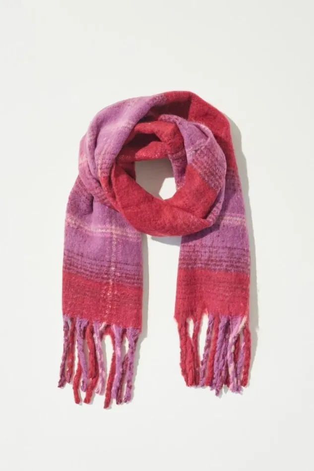Women Lucky Brand Scarves and Bandanas Plaid Blanket Scarf Pink Combo