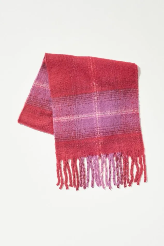 Women Lucky Brand Scarves and Bandanas Plaid Blanket Scarf Pink Combo