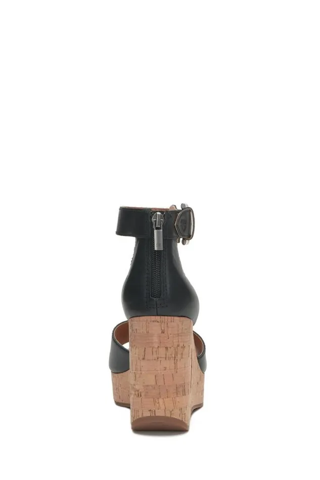 Women Lucky Brand Shoes Himmy Cork Wedge Black