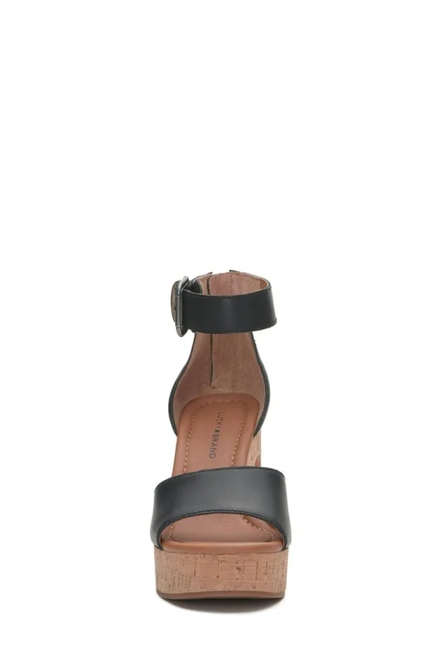 Women Lucky Brand Shoes Himmy Cork Wedge Black