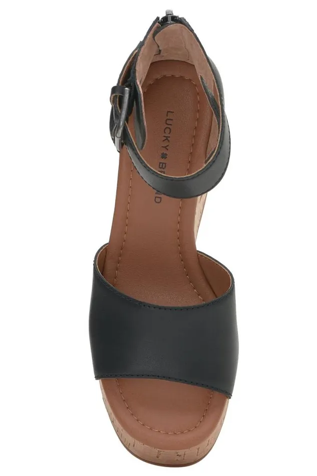 Women Lucky Brand Shoes Himmy Cork Wedge Black