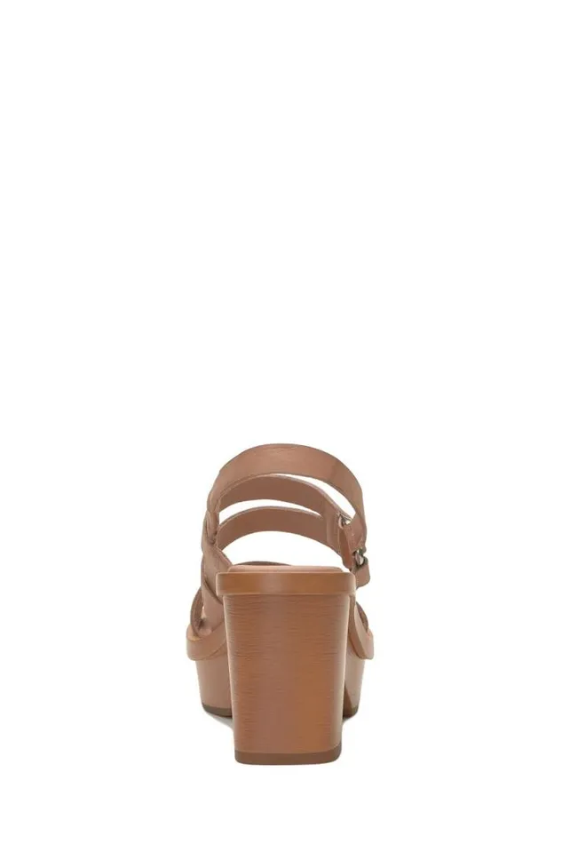 Women Lucky Brand Shoes Marselina Block Heel Open Brownrust