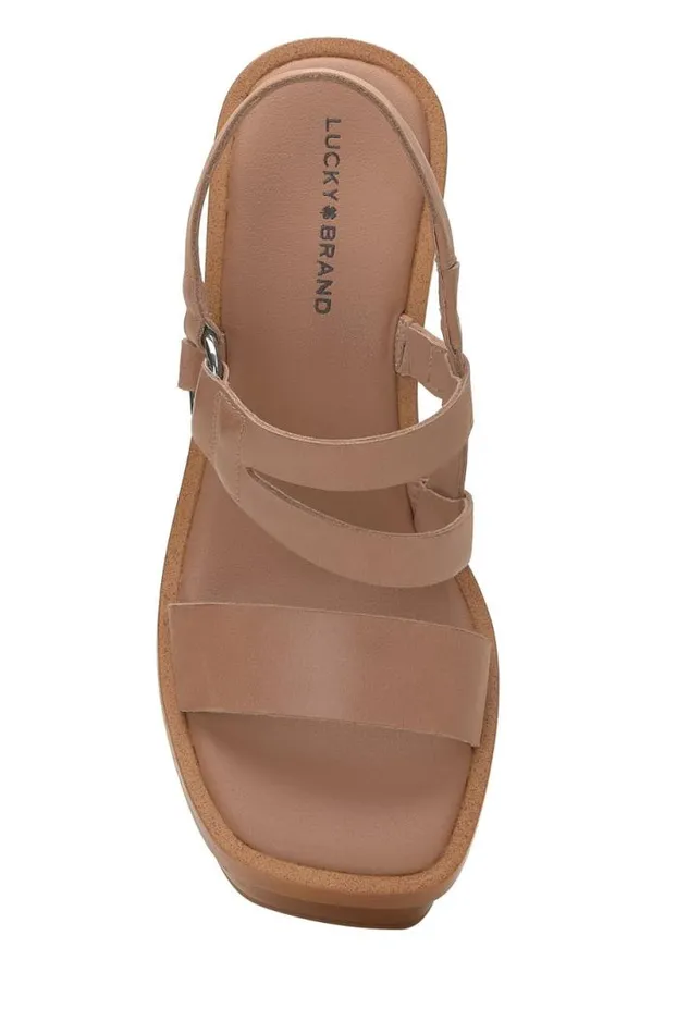 Women Lucky Brand Shoes Marselina Block Heel Open Brownrust