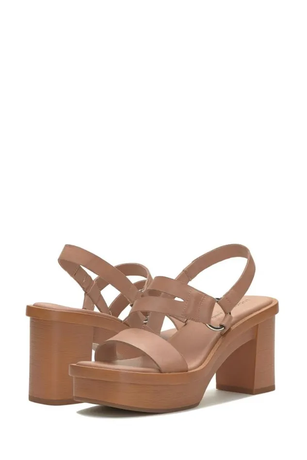 Women Lucky Brand Shoes Marselina Block Heel Open Brownrust