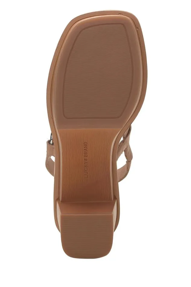 Women Lucky Brand Shoes Marselina Block Heel Open Brownrust