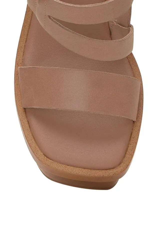 Women Lucky Brand Shoes Marselina Block Heel Open Brownrust