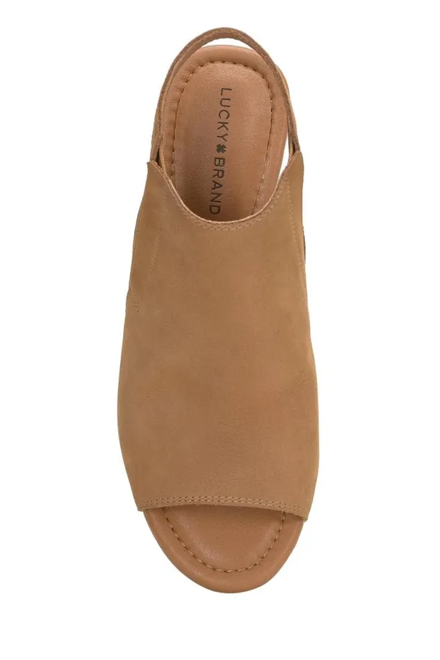 Women Lucky Brand Shoes Movisa Wedge Medium Dark Beige