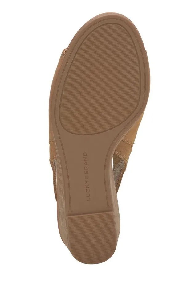 Women Lucky Brand Shoes Movisa Wedge Medium Dark Beige