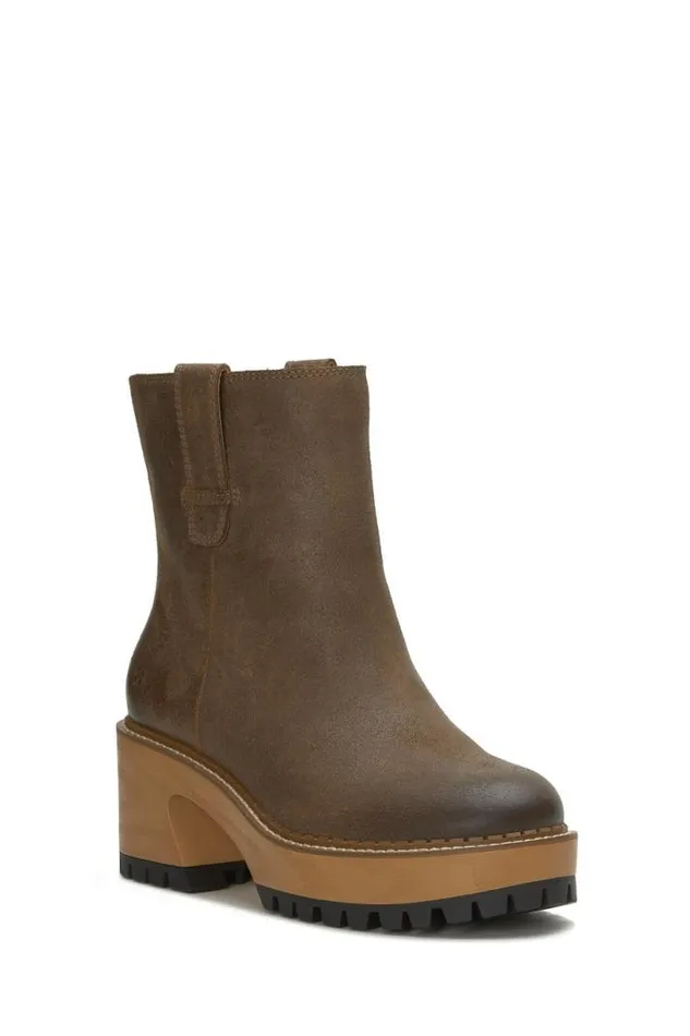 Women Lucky Brand Shoes Rhoslyn Lug Boot Open Brownrust