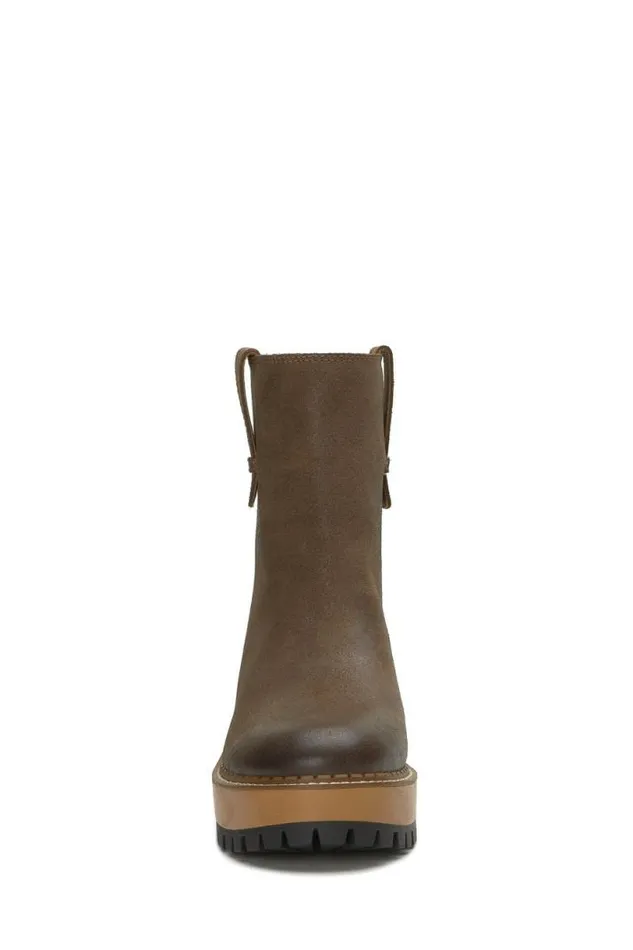 Women Lucky Brand Shoes Rhoslyn Lug Boot Open Brownrust