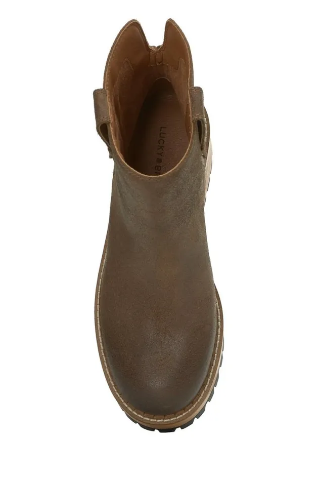 Women Lucky Brand Shoes Rhoslyn Lug Boot Open Brownrust
