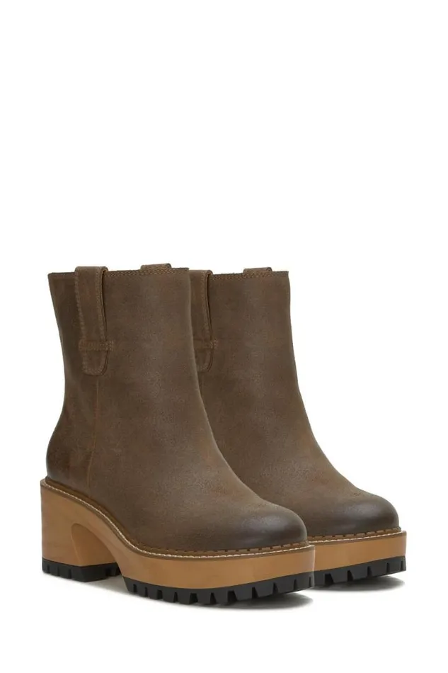 Women Lucky Brand Shoes Rhoslyn Lug Boot Open Brownrust