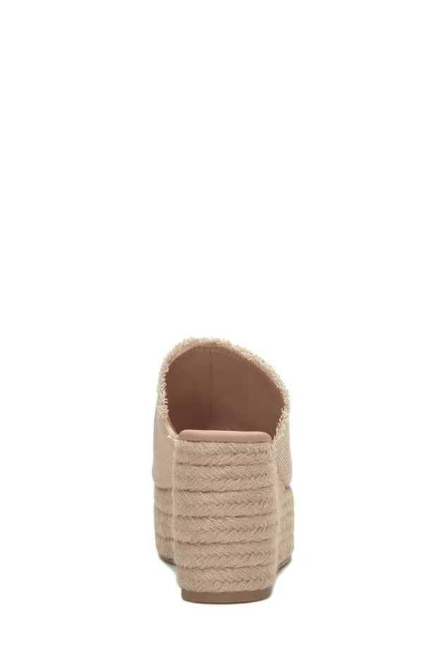 Women Lucky Brand Shoes Scippio Denim Wedge Mule Light Brown