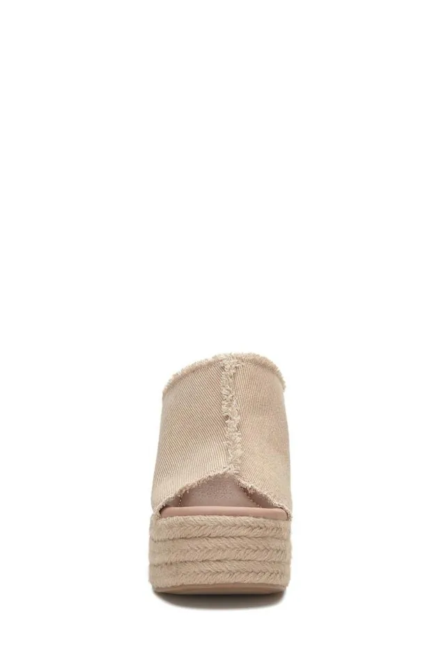Women Lucky Brand Shoes Scippio Denim Wedge Mule Light Brown