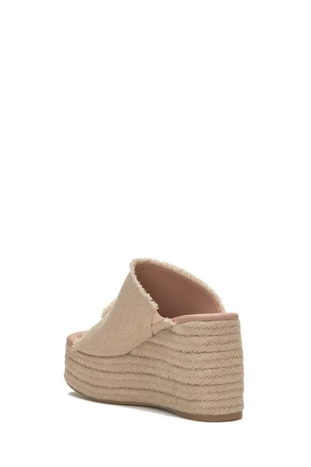 Women Lucky Brand Shoes Scippio Denim Wedge Mule Light Brown