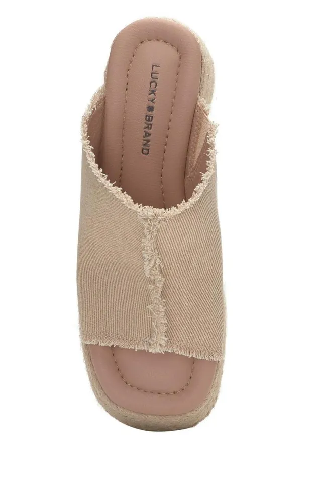 Women Lucky Brand Shoes Scippio Denim Wedge Mule Light Brown