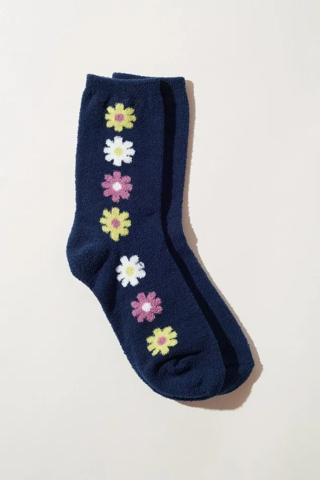 Women Lucky Brand Socks Daisy Fuzzy Sock Multi