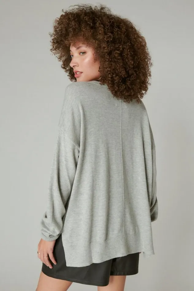 Women Lucky Brand Sweaters and Sweatshirts Cloud Soft V Neck Sweater Light Heather Grey b03