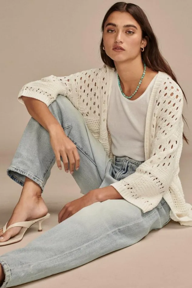 Women Lucky Brand Sweaters and Sweatshirts Crochet Cardigan Tofu