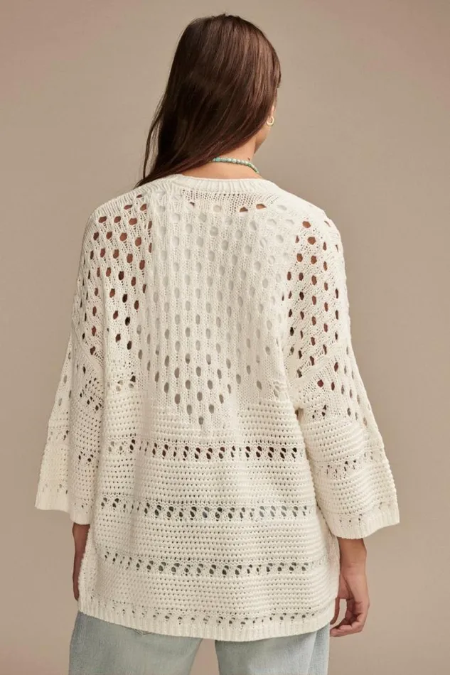Women Lucky Brand Sweaters and Sweatshirts Crochet Cardigan Tofu