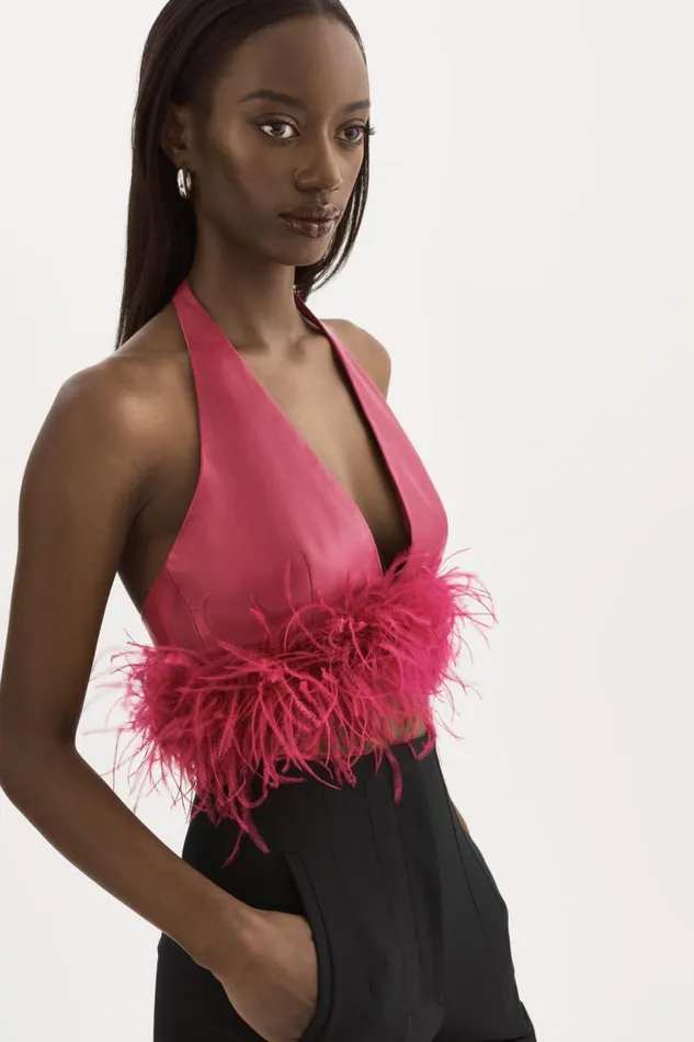 Women LUV Leather Top Lilac Rose LAMARQUE Tops