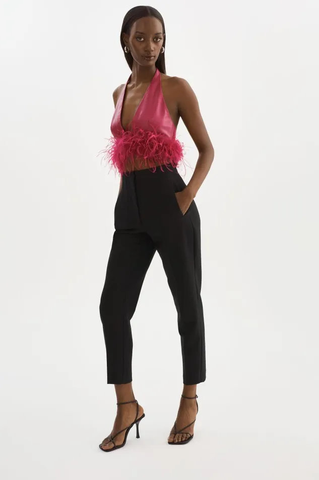 Women LUV Leather Top Lilac Rose LAMARQUE Tops Women LUV Leather Top Lilac Rose LAMARQUE Tops