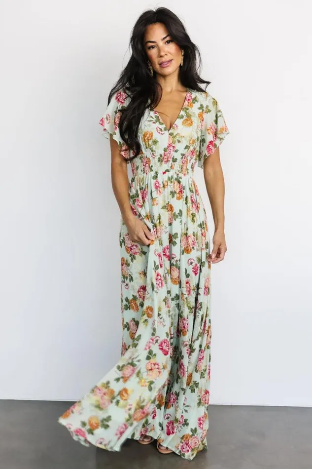 Women Lynlee Metallic Maxi Dress Sage Pink Baltic Born The Guest Edit