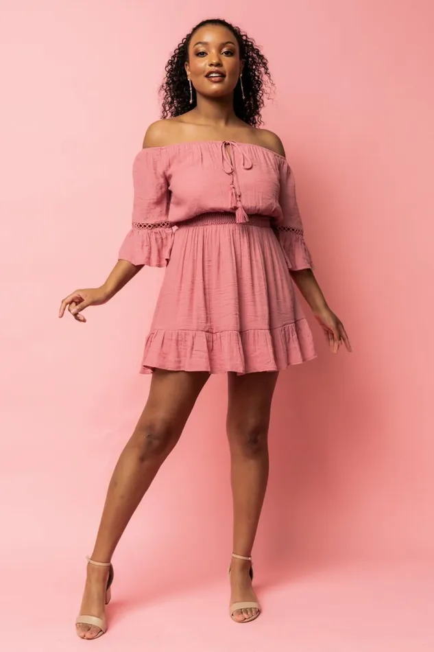 Women Magnolia Off Shoulder Mini Dress Rose Baltic Born Short Dresses
