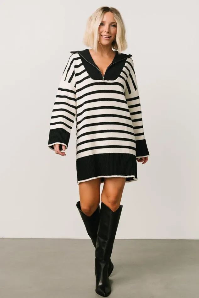 Women Manon Sweater Dress Black Stripe Baltic Born Short Dresses
