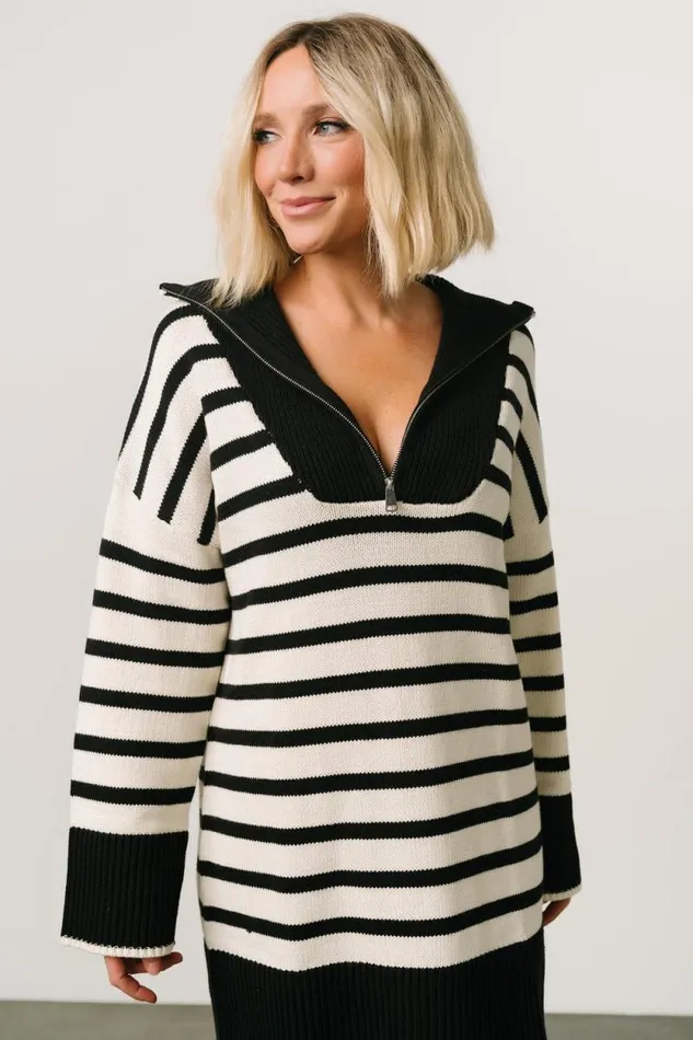 Women Manon Sweater Dress Black Stripe Baltic Born Short Dresses