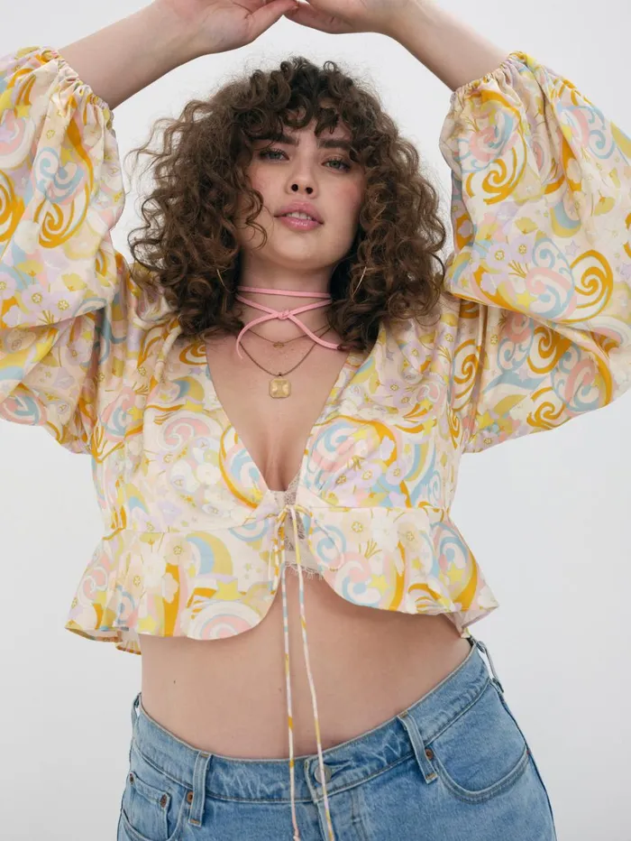 Women Marcia Crop Top Yellow For Love and Lemons Tops Women Marcia Crop Top Yellow For Love and Lemons Tops