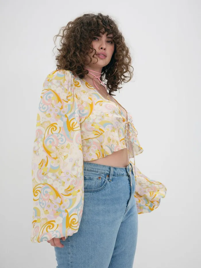 Women Marcia Crop Top Yellow For Love and Lemons Tops Women Marcia Crop Top Yellow For Love and Lemons Tops