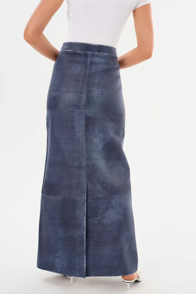 Women MARIETTE Leather Maxi Skirt Dark Indigo LAMARQUE Skirts Women MARIETTE Leather Maxi Skirt Dark Indigo LAMARQUE Skirts