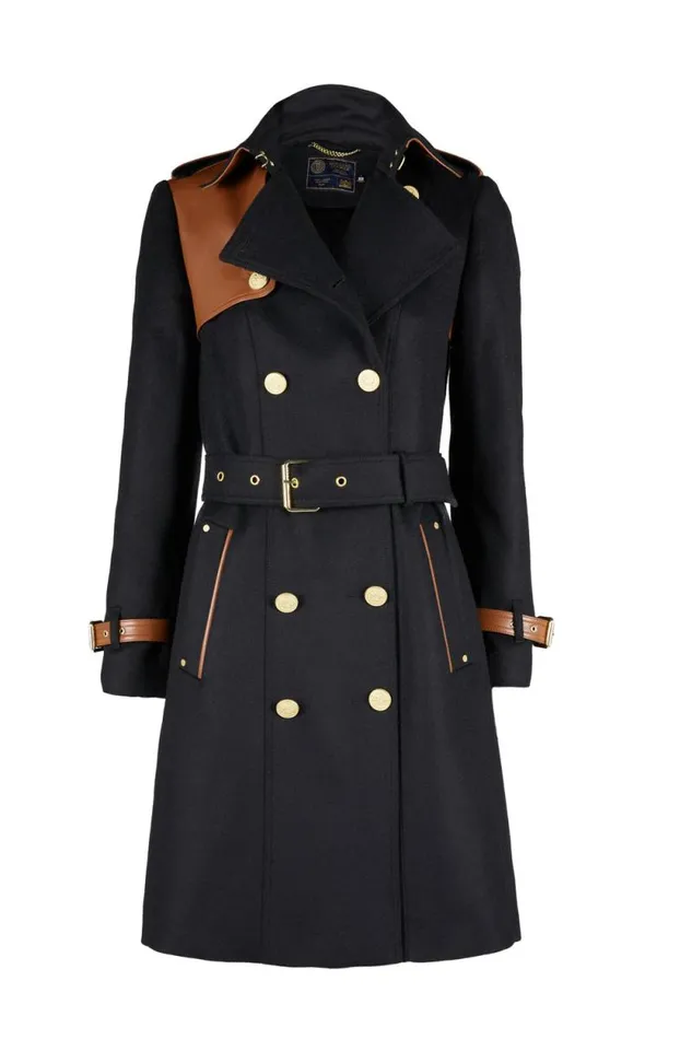Women Marlborough Trench Coat Soft Black Tan Holland Cooper Trench Coats