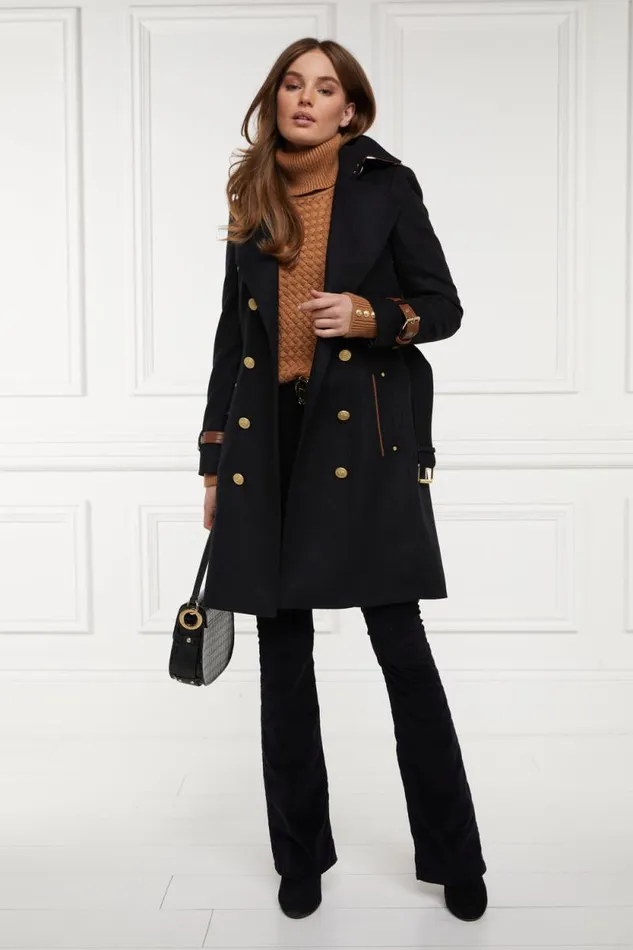 Women Marlborough Trench Coat Soft Black Tan Holland Cooper Trench Coats