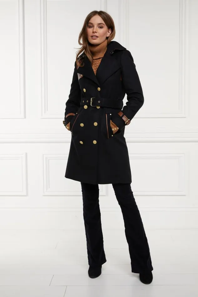 Women Marlborough Trench Coat Soft Black Tan Holland Cooper Trench Coats