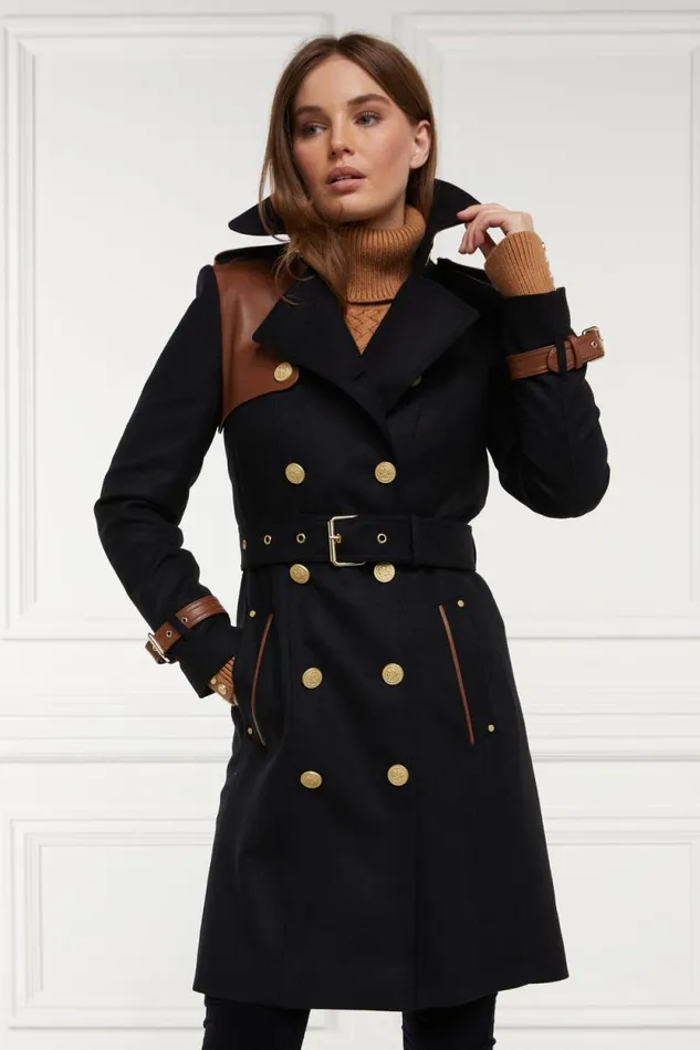 Women Marlborough Trench Coat Soft Black Tan Holland Cooper Trench Coats