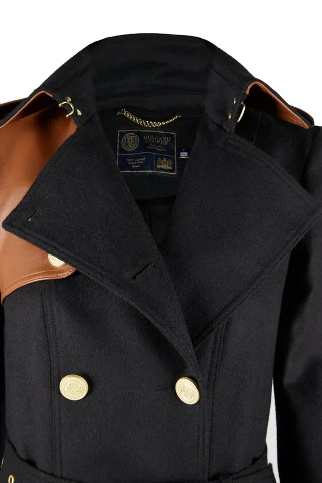 Women Marlborough Trench Coat Soft Black Tan Holland Cooper Trench Coats