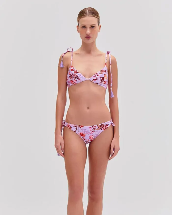 Women Matching Sets PatBO Floral Haze String Bikini Top Violet