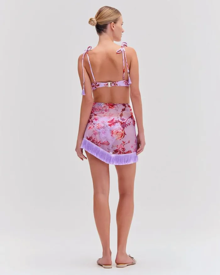 Women Matching Sets PatBO Floral Haze String Bikini Top Violet