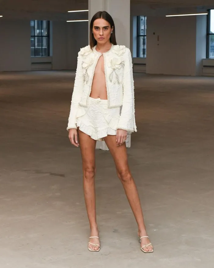 Women Matching Sets PatBO Jacquard Shorts RUNWAY White