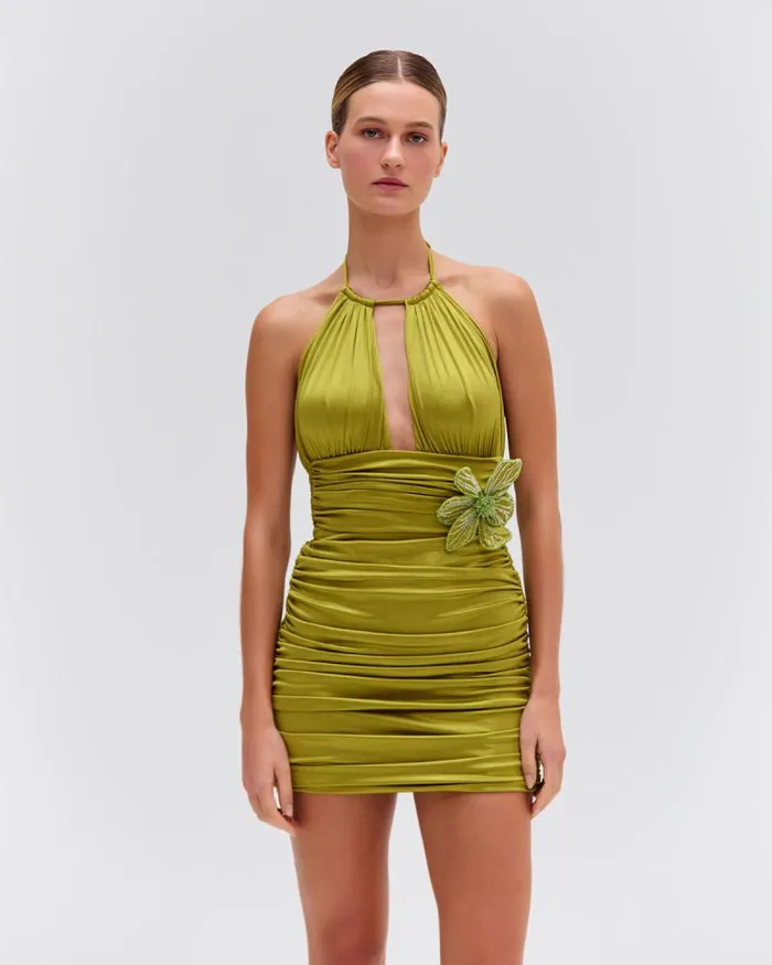 Women Matching Sets PatBO Metallic Jersey Mini Skirt FINAL SALE Absinthe