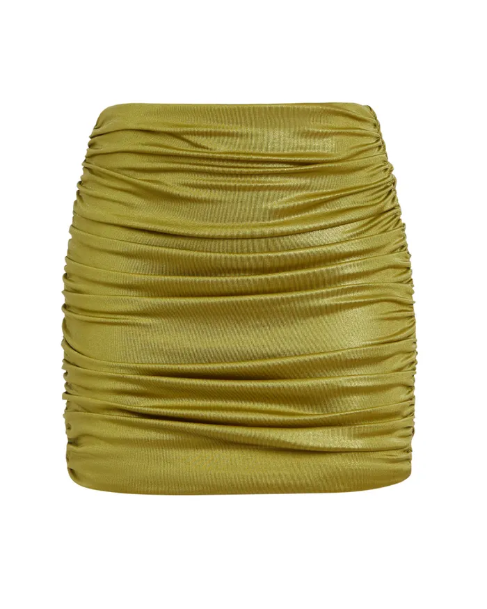 Women Matching Sets PatBO Metallic Jersey Mini Skirt FINAL SALE Absinthe
