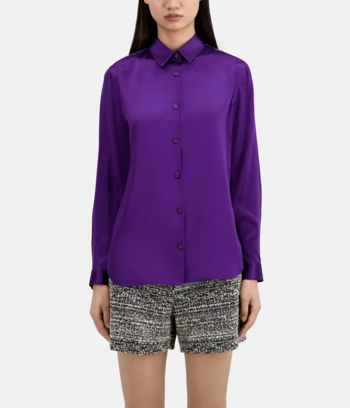 Women Mauve Satin Silk Shirt THE KOOPLES Blouses and Shirts