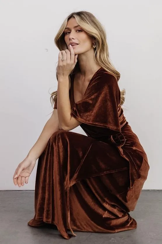 Women Meghan Velvet Wrap Maxi Dress Bronze Baltic Born Maxi Dresses Women Meghan Velvet Wrap Maxi Dress Bronze Baltic Born Maxi Dresses